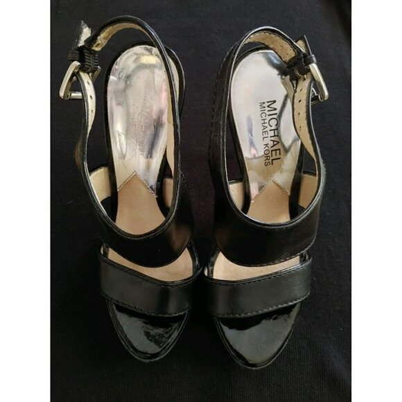 Michael Kors AF12 Black Platform Strappy Sandal Stiletto Heel Size 7M - Picture 2 of 6